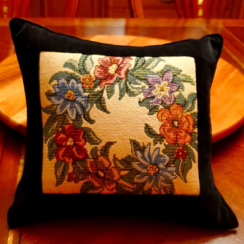 Small embroidered Velvet decorative pillow